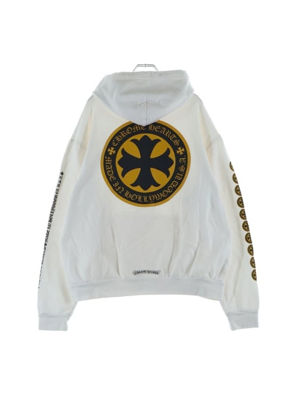 Chrome Hearts CH Plus Yellow Cross Plvr Hoodie Pullover White